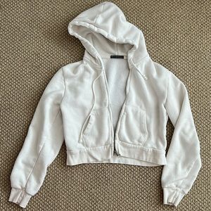White Zip Up Sweatshirt with Hood